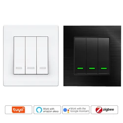 Zigbee Tuya WiFi Smart Light Wall Switch Push Button Switch 1/2/3 Gang Smart Home remote control Alexa Google Home Yandex Alice