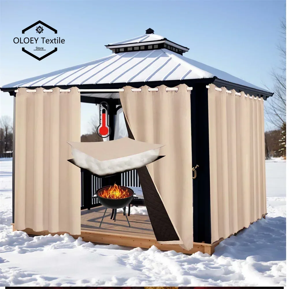 

Customized Winter Cotton Curtains Waterproof/Cold-proof/Soundproof/Blackout Curtains Outdoor Thickened Garden Curtains