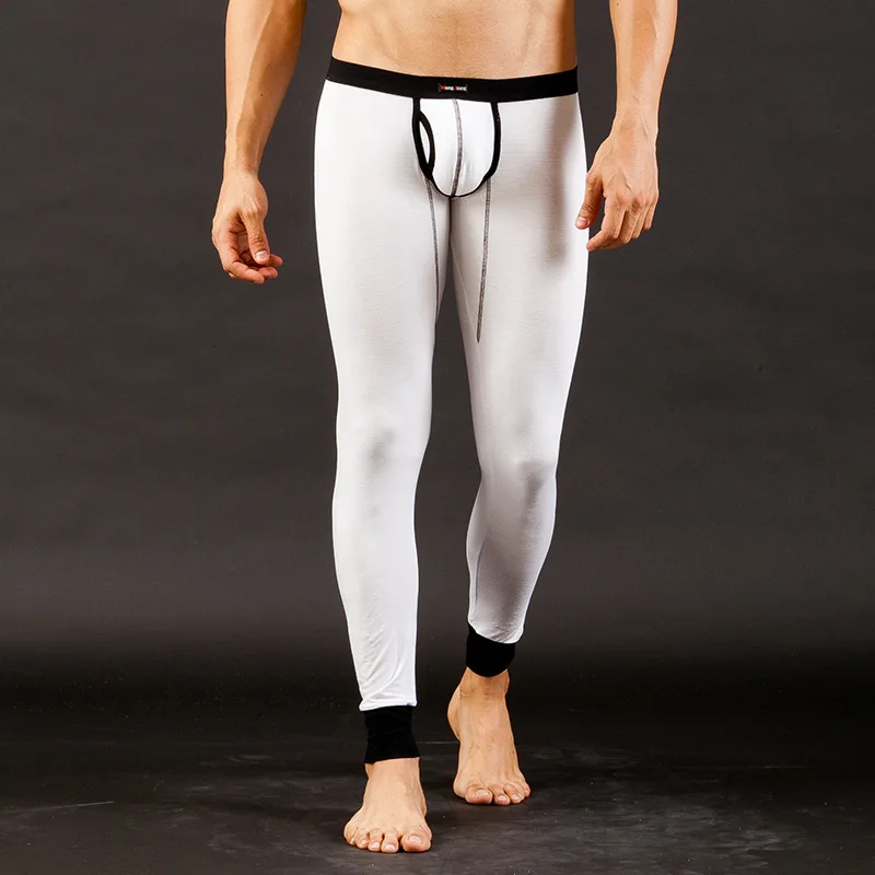 Men's underwear thermal long Johns Thin low-rise leggings U raised breathable sweat absorption elastic nine-point pants