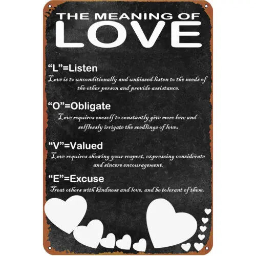 Vintage Metal Sign Retro Tin Sign The Meaning Of Love Sign Art Poster 8x12 Inch sign