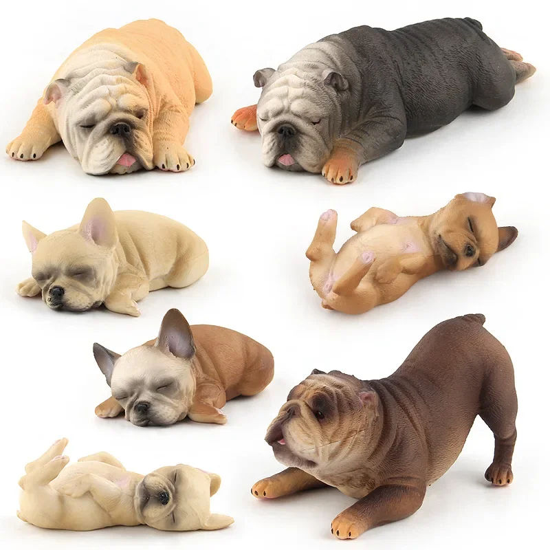 Miniatuur Dierenfiguur Franse Bulldog Hond Fee Tuindecoratie Leuke Cartoon Action Figure Poppen Model Accessoires Speelgoed