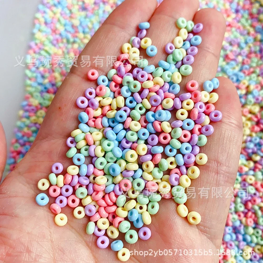 3mm 4mm oil painting solid color donuts, glass rice beads, wheel beads, handmade DIY bead beads, loose bead bracelets, necklaces