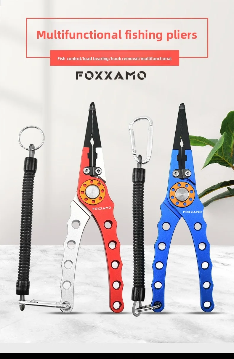 

FOXXAMO Cycling Camping&Hiking Fishing Aluminum Alloy Fishing, Long Mouth Tungsten Steel Pliers, Open Loop Decoupling Tool