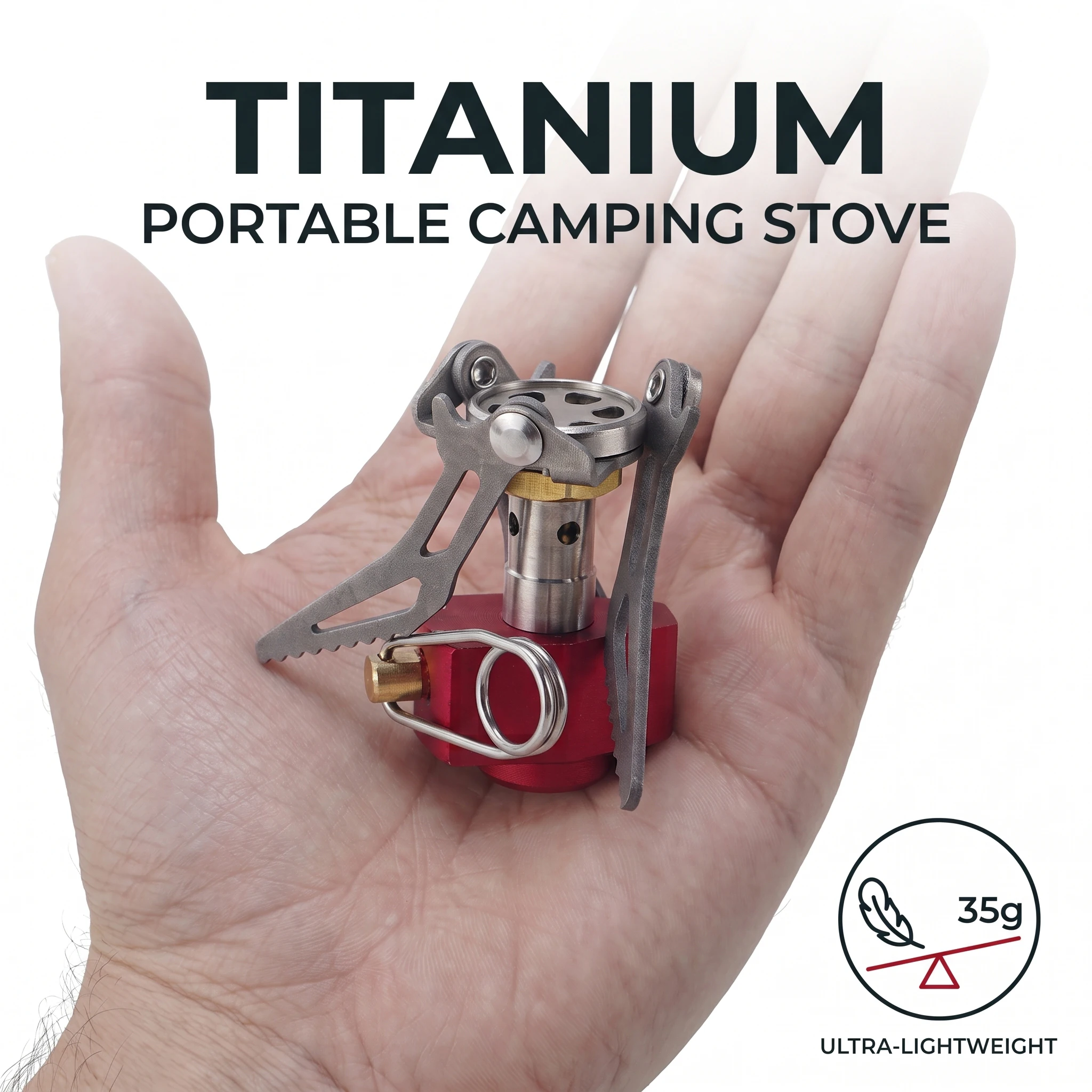 Pandatour 35g Titan Mini Camping-Gaskocher Faltbarer Taschenkocher Outdoor-Brenner Wander-Kochherd Tragbar ﻿