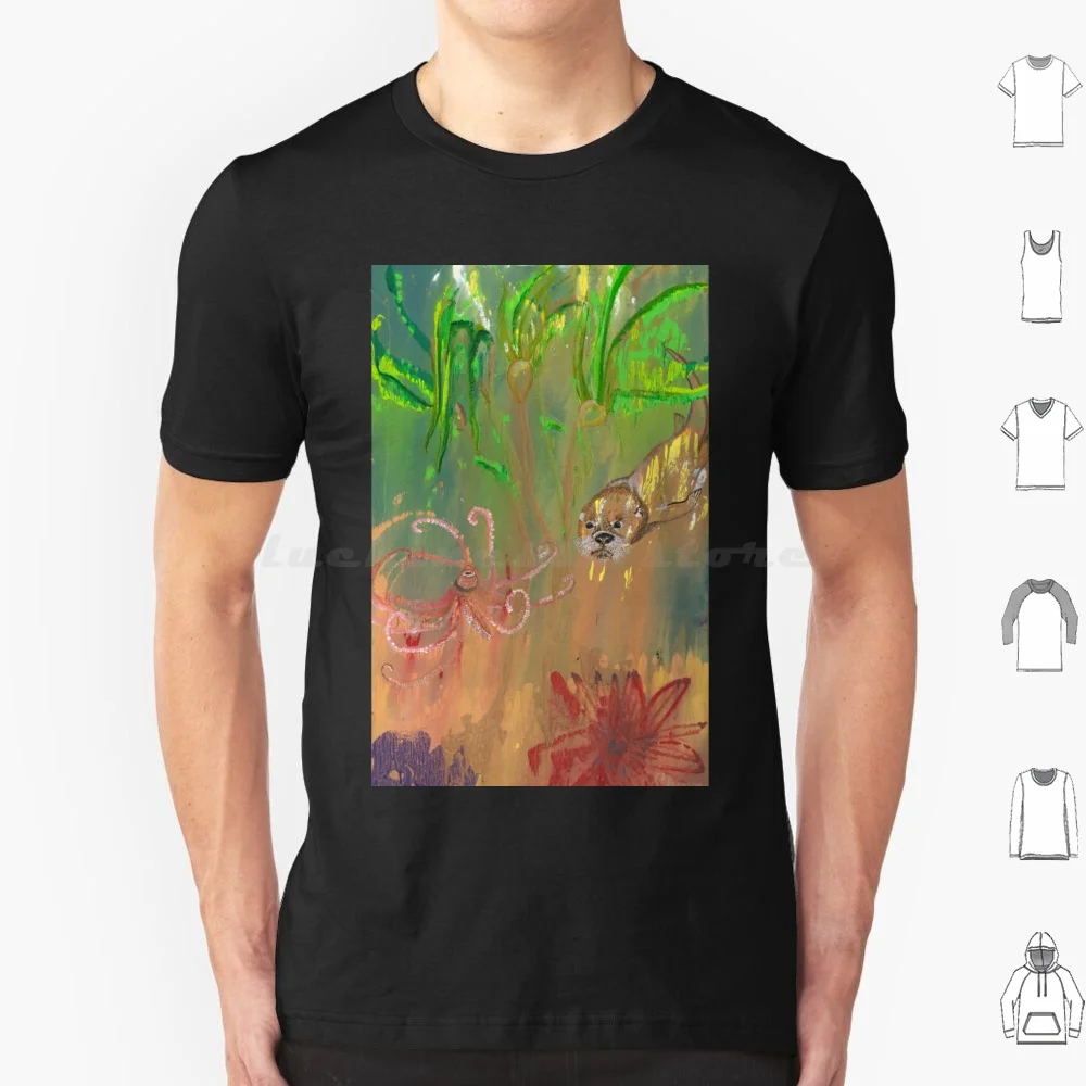 Camiseta de baile de erizo de mar de gran tamaño, 100% algodón, nutria de erizo de mar, pulpo, Kelp, cama de Kelp, costa occidental, estrella británica, pez submarino