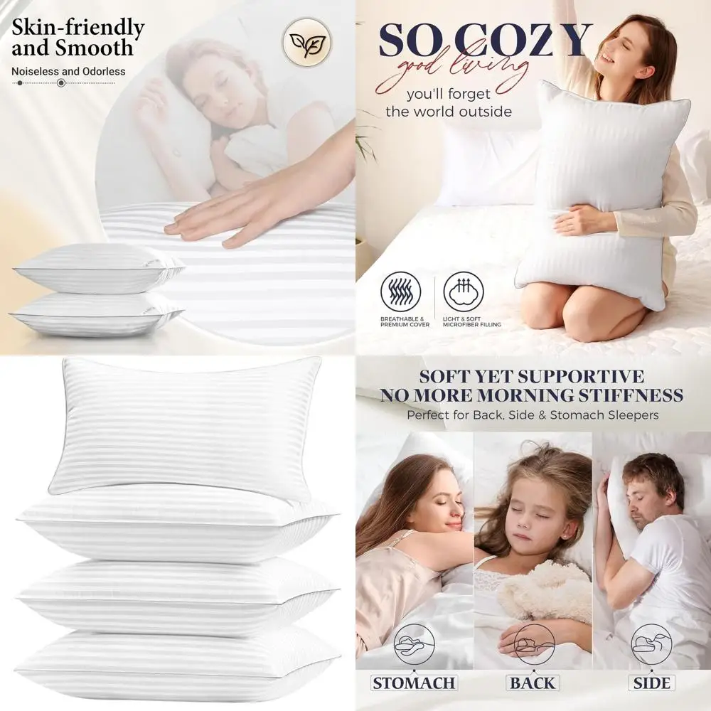 

Queen Size Pillow Set of 4 - Hypoallergenic Down Alternative, 20x28 Inches, Suitable for All Sleep Positions, White