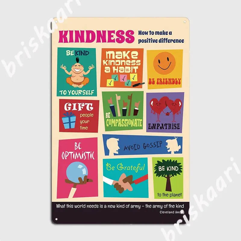 Kindness Poster Metal Sign Plates Classic Cave Pub Club Party Tin Sign Posters