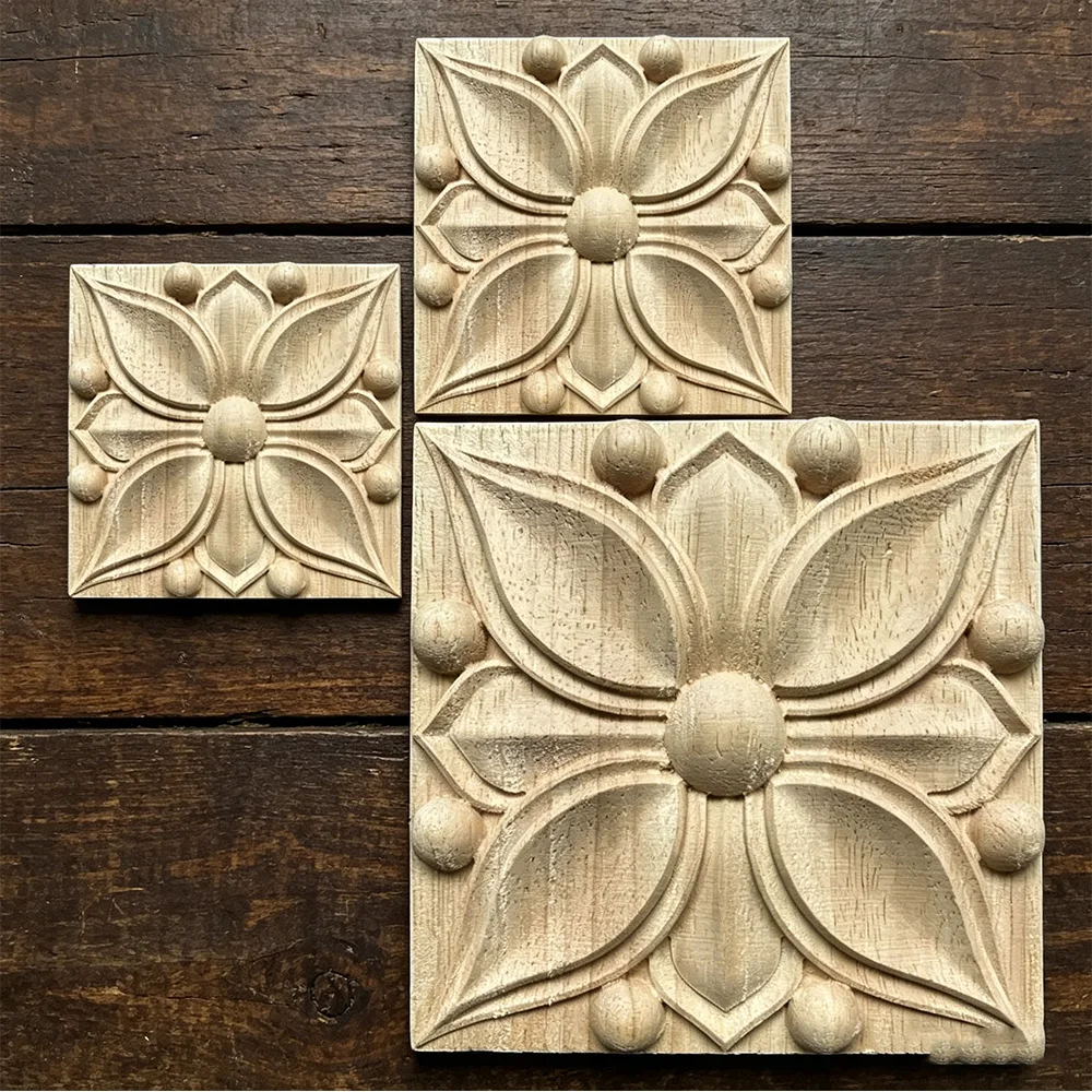 

10PCS 5-8cm Square Unpainted Wood Carved Decal Corner Onlay Applique Frame for Home Furniture Wall Cabinet Door Decor Crafts