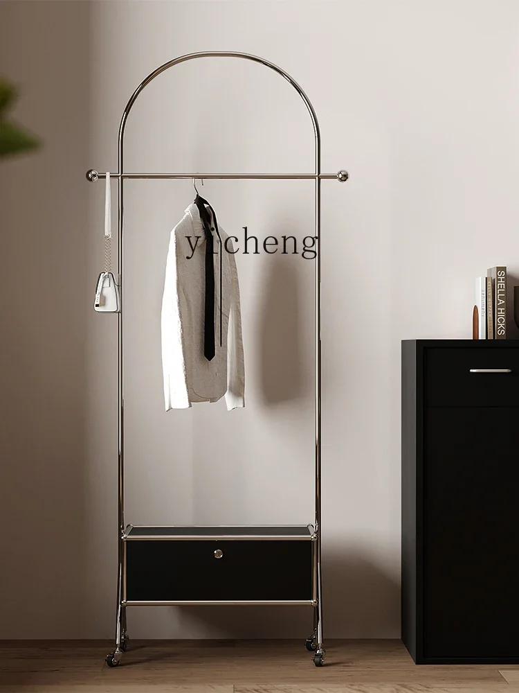 

ZZ Modern Minimalist Mid-Ancient Stainless Steel Floor Coat Rack Home Bedroom with Storage