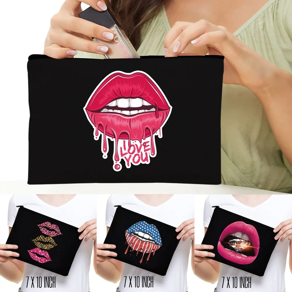 Bridesmaid Makeup Bags with Printing Pattern Cosmetic Case Bridal Party Make up Pouch Necessaries Lady Tote Purse Wedding Gifts