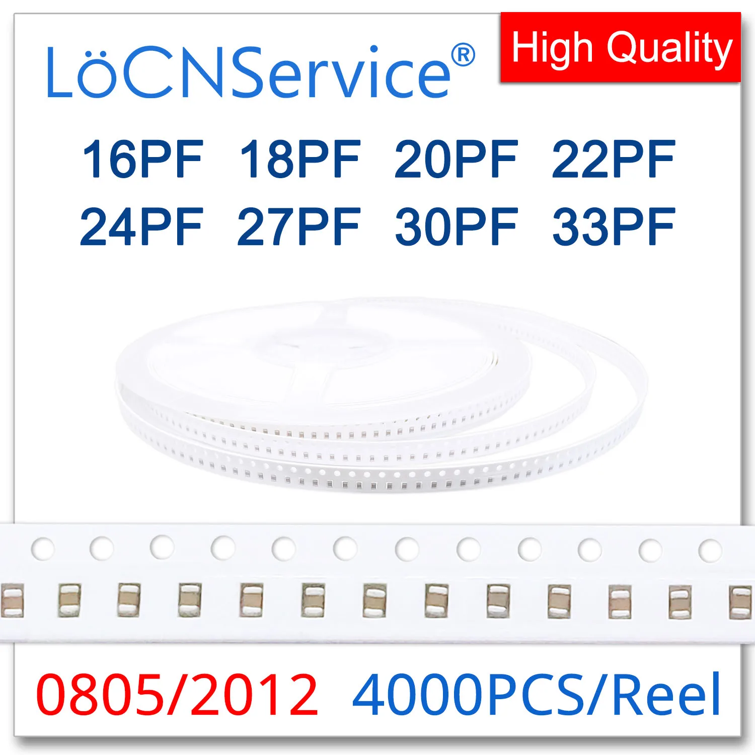 

LoCNService SMD Capacitors 4000PCS 0805 2012 COG/NPO RoHS 50V 5% 16PF 18PF 20PF 22PF 24PF 27PF 30PF 33PF High quality