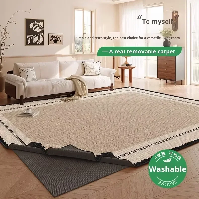Fashion Design Luxury Washable Outdoor Carpet Black White Woven Double Layer Detachable Living Room Rug