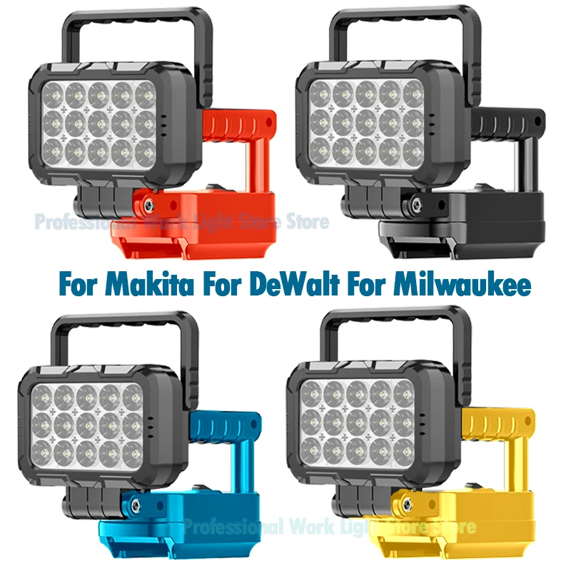 

15 LED Car Work Light Flashlight Torch USB Power Bank For Makita For DeWalt For Milwaukee 18V Li-ion Battery LEDs Lamp