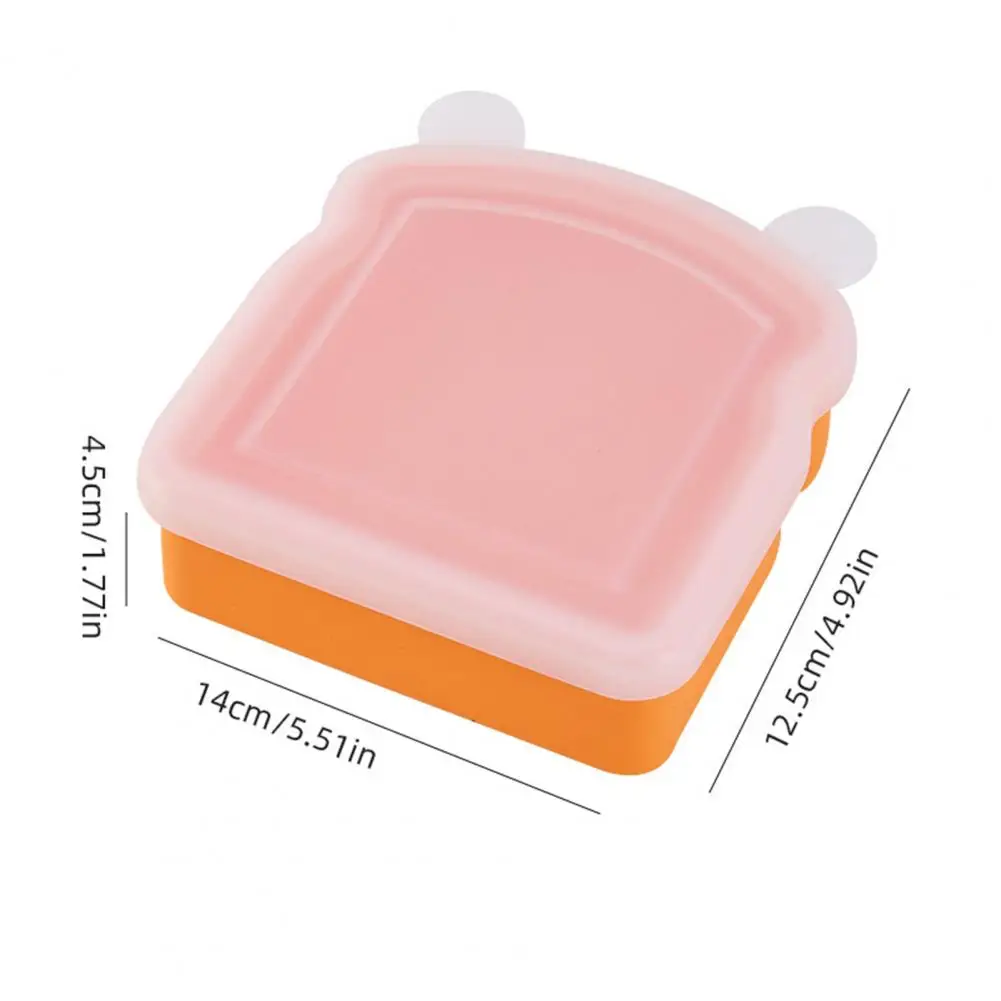 Silicone Sandwich Holder Lunch Box, Microwave Safe Food Container for Bread Toast, Leak-Proof Bento Box for Work School