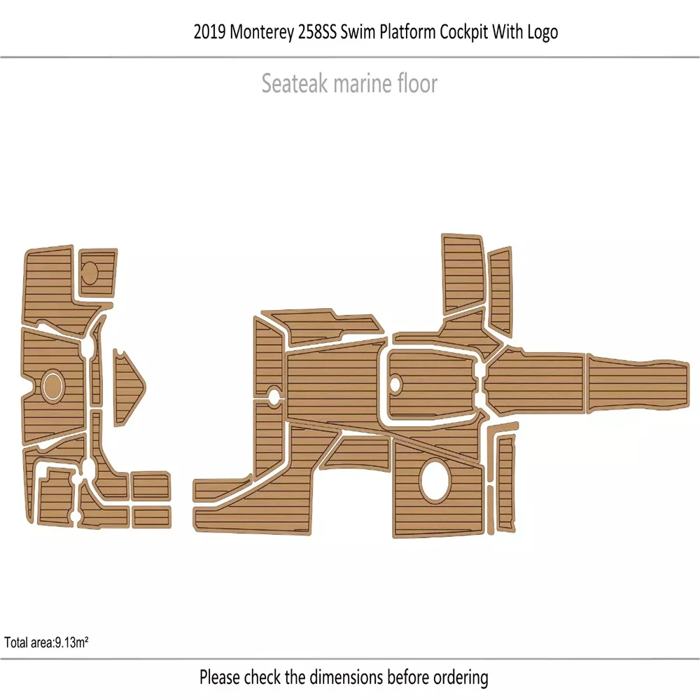 

2019 Monterey 258SS cockpit swim platform 1/4" 6mm EVA Foam Teak floor Mat SeaDek MarineMat Gatorstep Style Self Adhesive