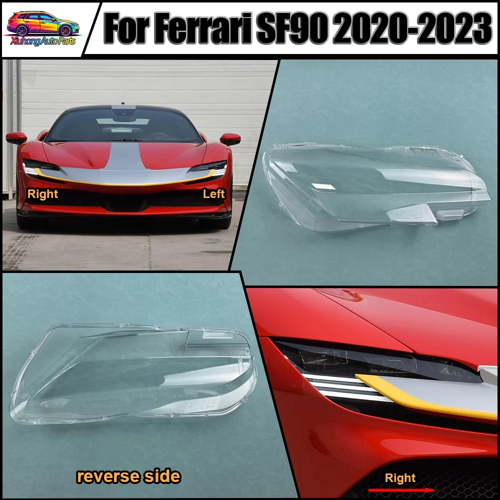

For Ferrari 2020 2021-2023 SF90 Front Lamp Shade Headlight Mask Shell Transparent Cover Lens Replace The Original Lampshade