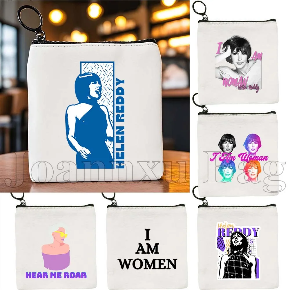 

Helen Reddy I Am Woman Music Artist Cute Gifts Canvas Coin Purse Bag Small Square Bag Key Travel Storage Card Bag Wallet Pouch