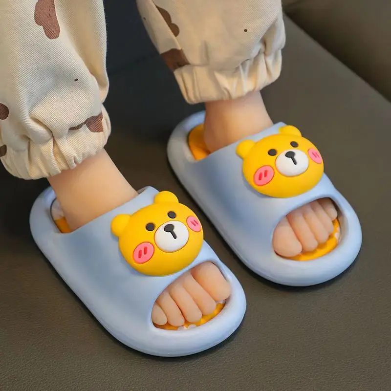 2024 New Summer Children's One Word Cartoon Slippers Boys Girls Soft Sole Non Slip Home Slipper Outdoor Slipper Bathroom Slipper