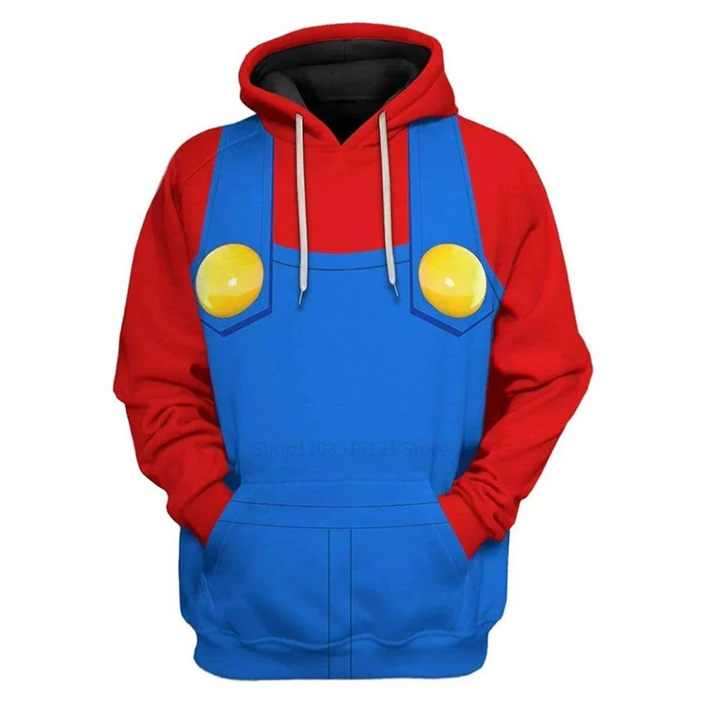 

New 2024 Game Super Luigi Bors Koopa Donkey Kong Cosplay Hoodies Unisex Sweatshirt Costume Casual Jacket Coat Halloween Clothes