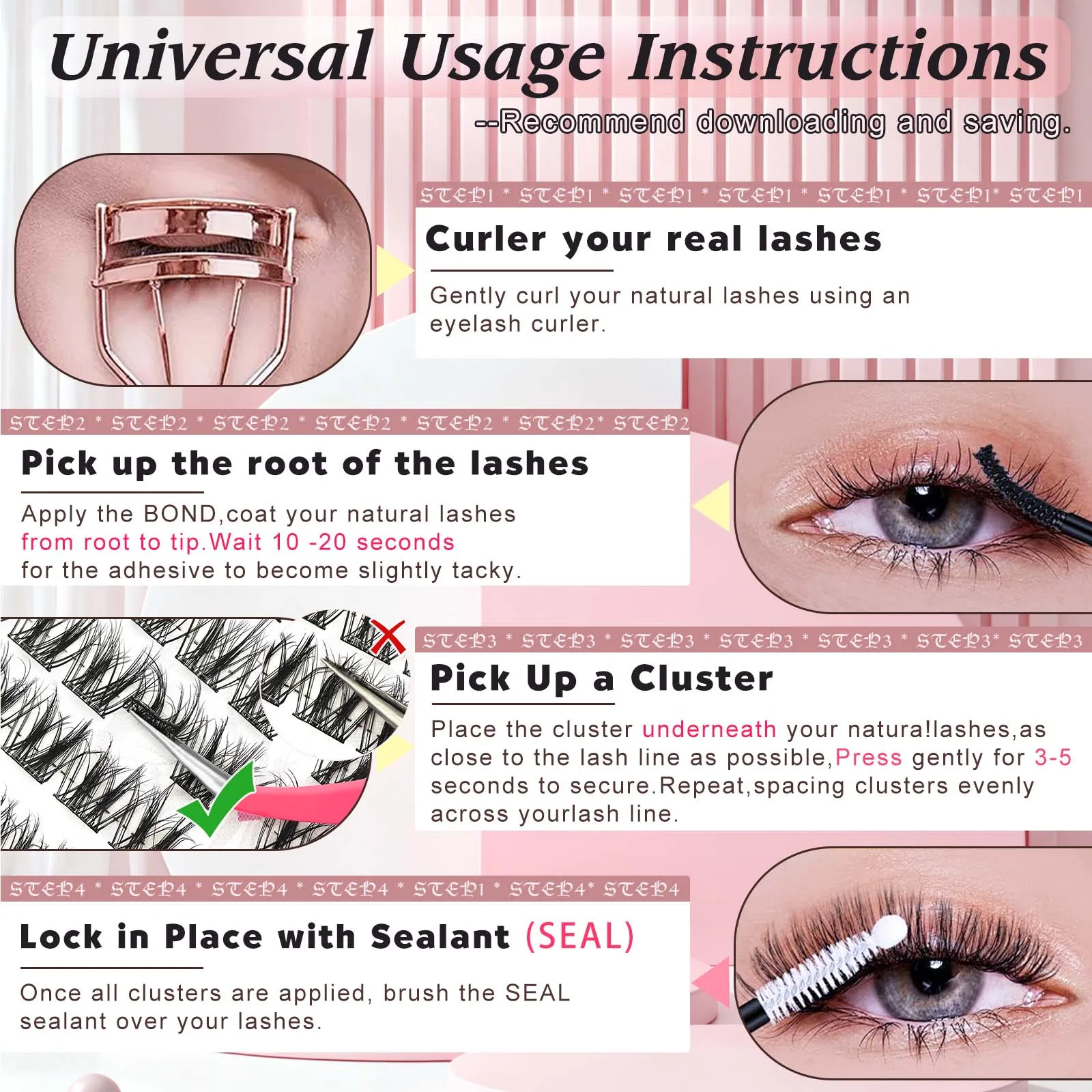 Multi-Style Cluster-Wimpern-Set: Welpenaugen-, Katzenaugen- und Puppenaugen-Effekt, Flauschige DIY Einzelwimpern, Gemischte Segmentierte Wimpernverlängerungen – Detail 8
