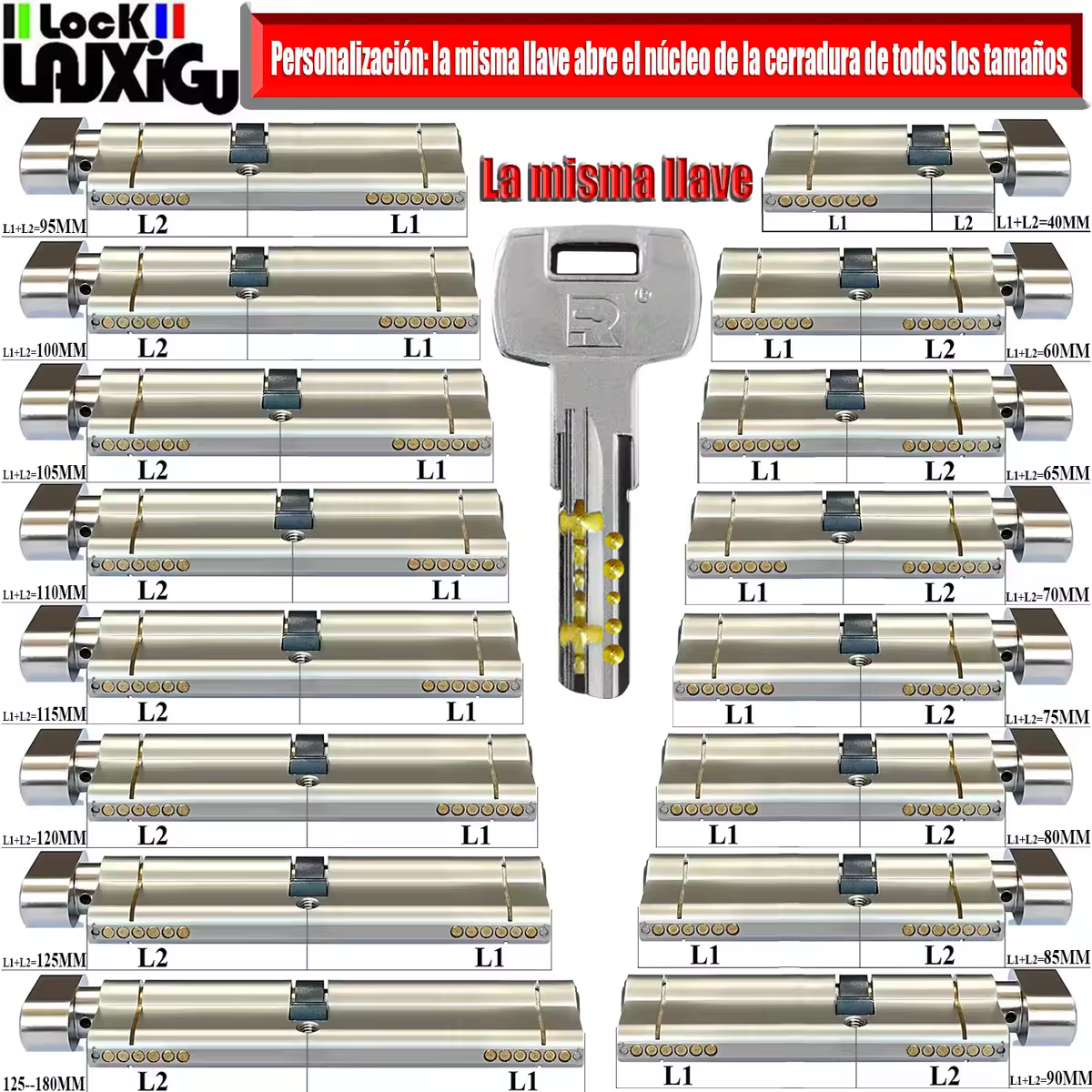 Personalización: La misma llave para abrir todos los tamaños de cilindros. Cilindro de cerradura de alta calidad estándar europeo, cerradura de puerta antirrobo de 11 pines