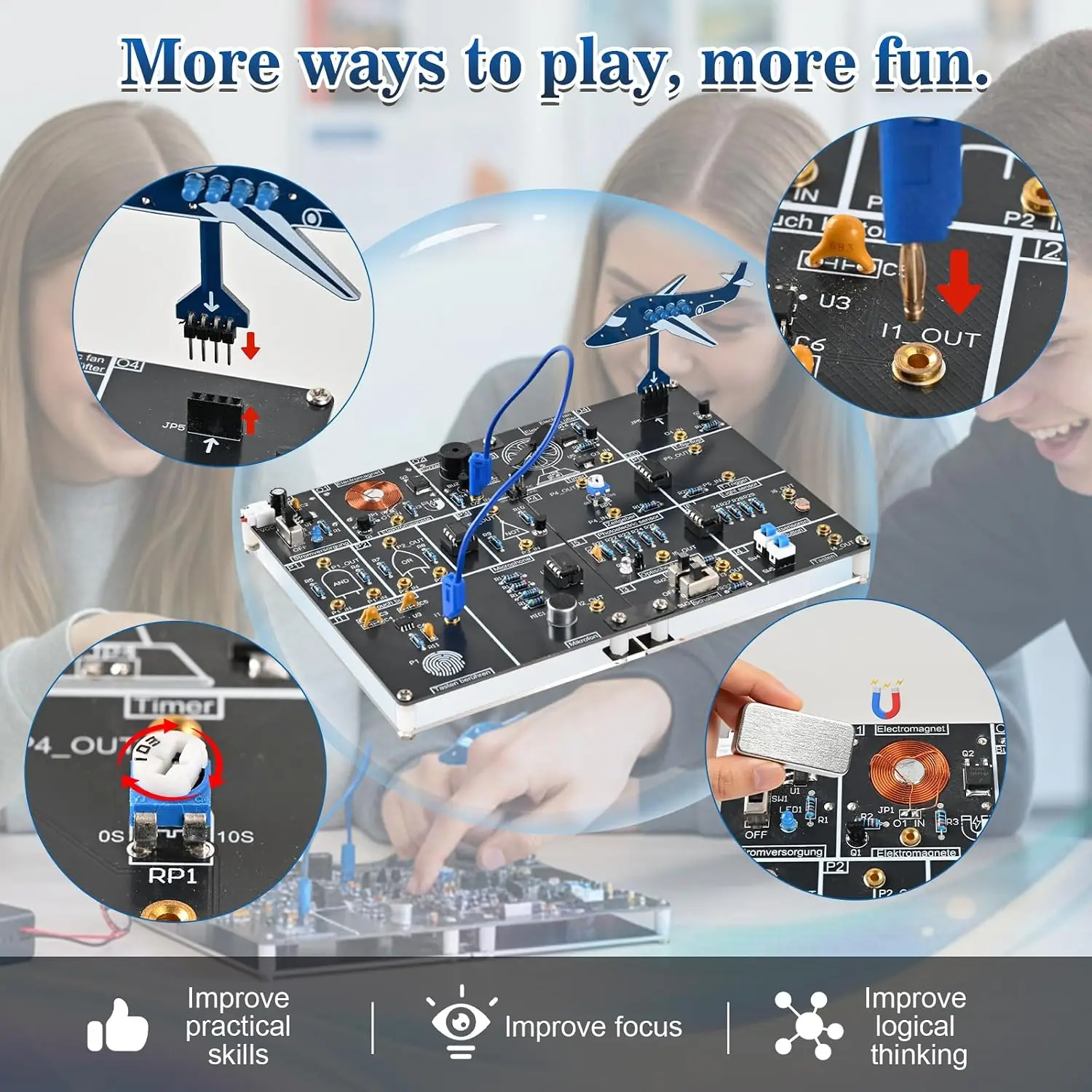Kit de Soldadura para Aprendizaje Electrónico DIY, Placa de Experimentación STEM con Circuito Táctil/Sónico/Luminoso/IR,