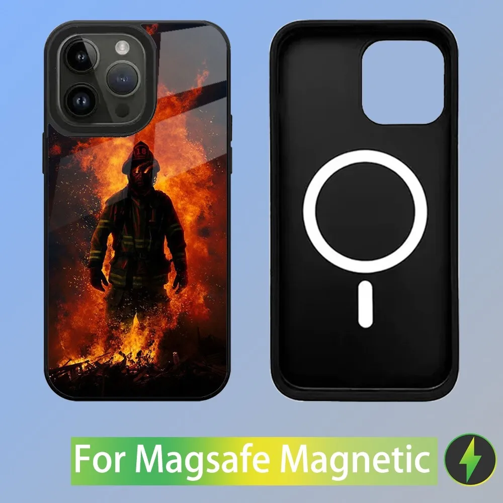 Firefighter Heroes Fireman Phone Case For iPhone 16,15,14,13,12,11,Plus,Pro,Max Mini Magsafe Magnetic Wireless Charging