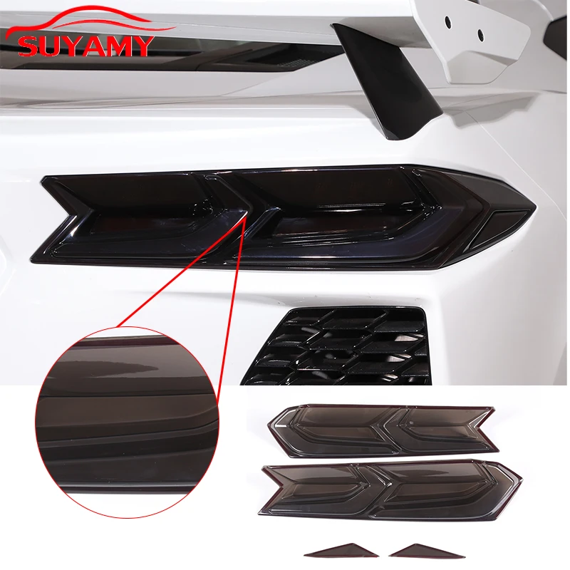 

ABS Transparent Grey Tail Light Lamp Smoke Protection Trim Cover For 2020-2023 Corvette C8 Stingray Z51 Z06 Auto Accessories