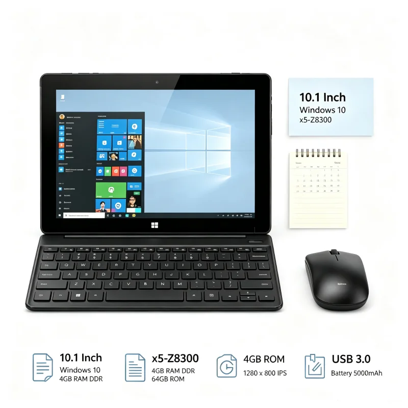 10.1 INCH X5-Z8300 CPU 4GB RAM 64GB ROM 64 Bit DS102 Windows 10 WIFI Quad Core 1280*800 IPS Screen Tablet PC WIFI