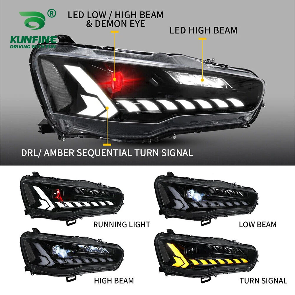 Pair of Car Styling Car Headlight Assembly For MITSUBISHI GRAND LANCER EVO-X 2008-2018 LED Head Lamp Car Tuning Light Parts Plug