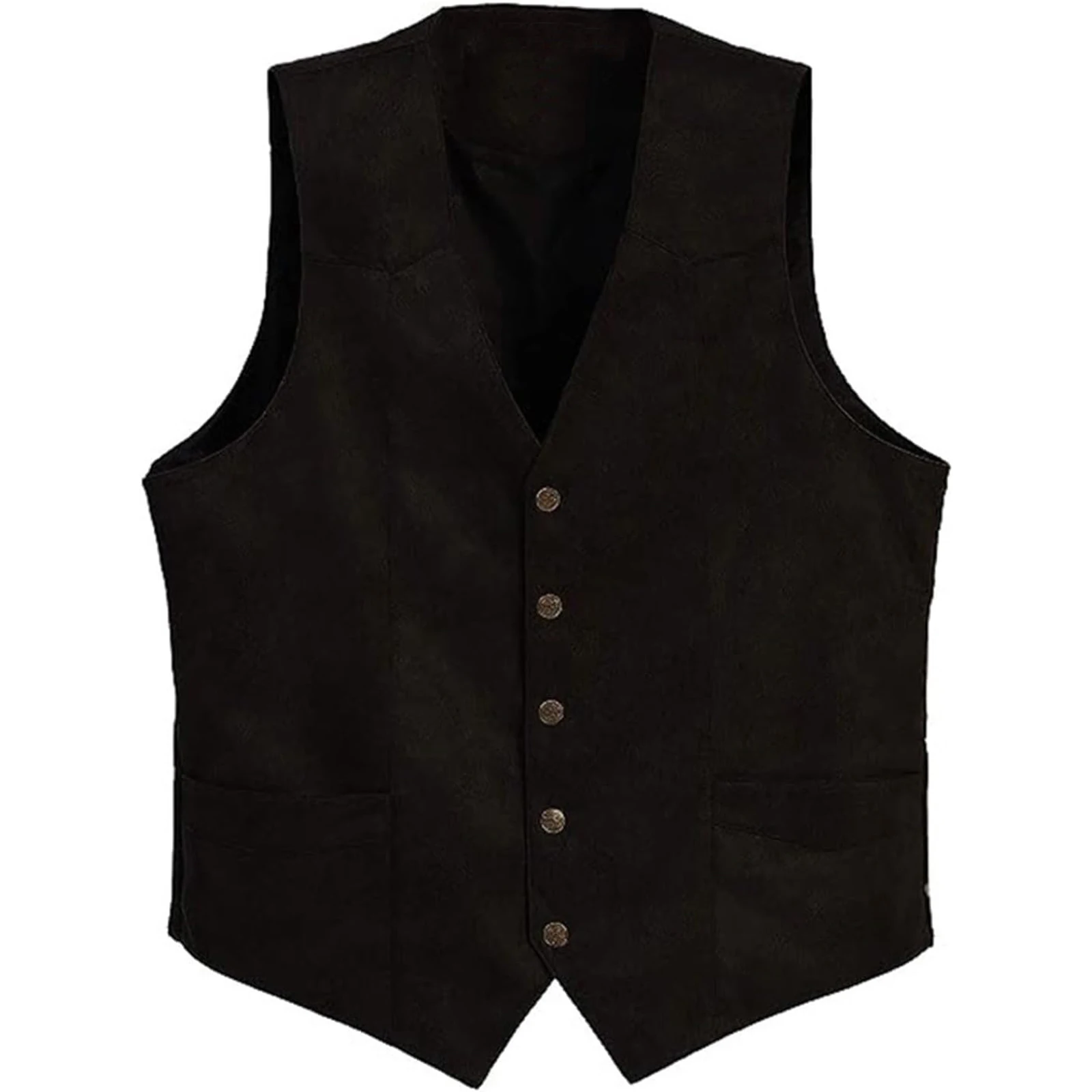 Veste Vintage sans manches à simple boutonnage pour hommes, gilet à ourlet incurvé, vêtements d'exté