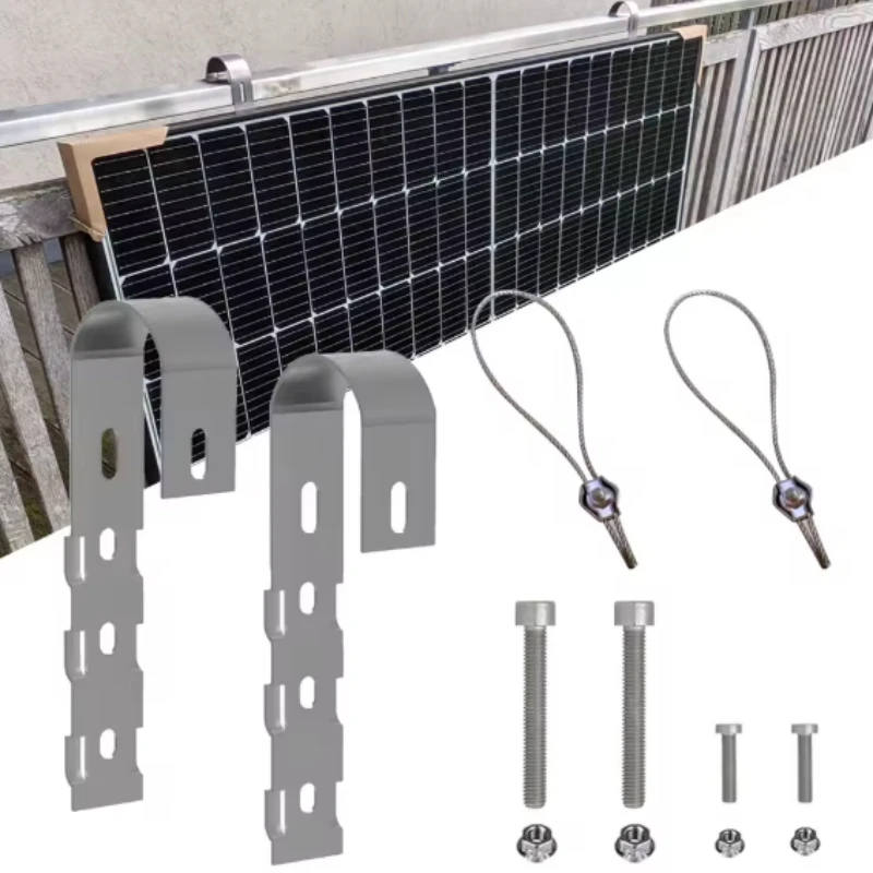 2 Stück/4 Stück Edelstahl Solarpanel Photovoltaik Halterung Balkon Geländer Installationshaken mit Schrauben