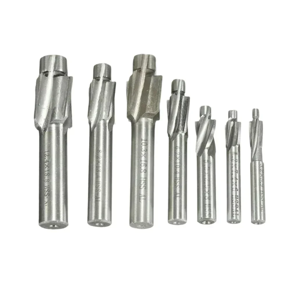 7pcs Countersunk End Mill M3-M12 Counterbore Milling Cutter Hss Slotting Tool End Mill Drill Set CNC Router Bit Milling