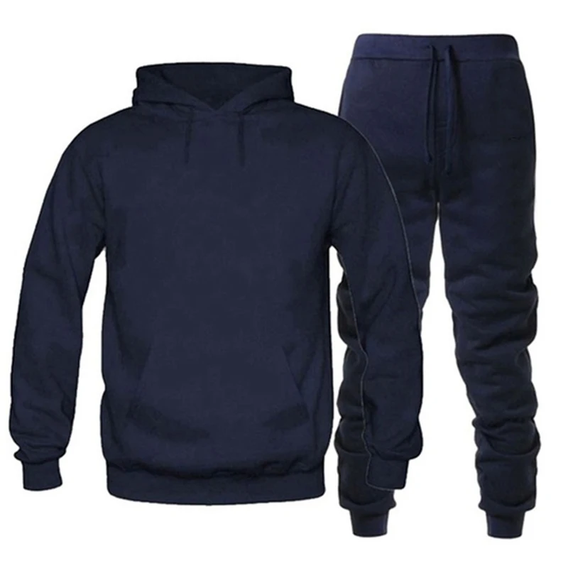 Conjunto deportivo informal para hombre, chándal de manga larga, Sudadera con capucha suelta, pantalones sólidos, traje coreano para correr al aire libre, otoño