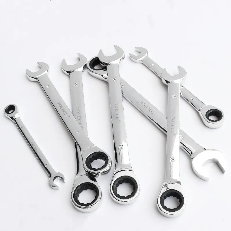 Ratchet Combination  Wrench Set Fine Tooth Gear Ring Torque and Socket Wrench Set Nut Tools for Repair Open End Wrench