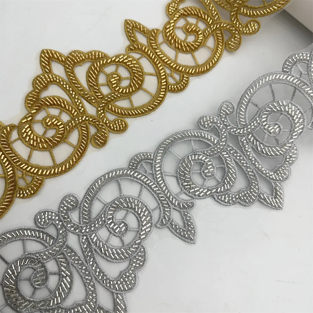 5 Yards breit 11 cm Perlenspitze Stickerei Spitze Spitze Hochzeitskleid Schleier Kopfschmuck DIY