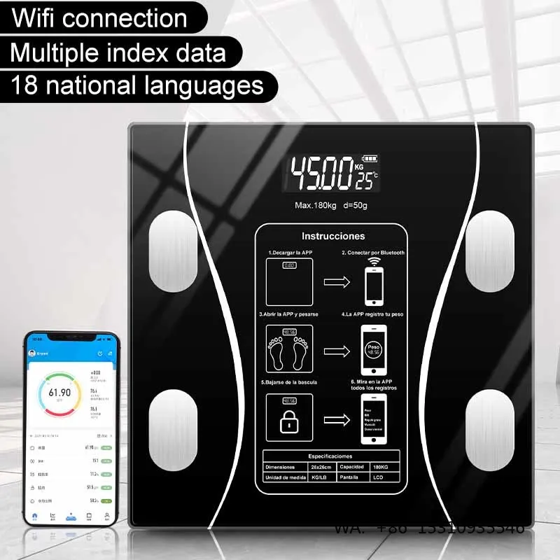 Body Scale with App Electronic Smart Bathroom Weighing Scale