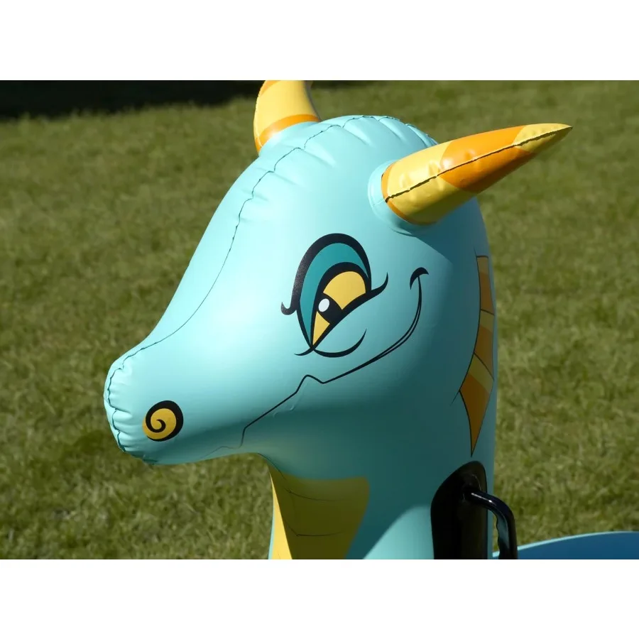 ألعاب Hearthsong Hop N Go القابلة للنفخ على شكل تنين أزرق نطاط لركوب الخيل للأعمار من 5 سنوات فما فوق - ألعاب القفز على الحيوانات #3