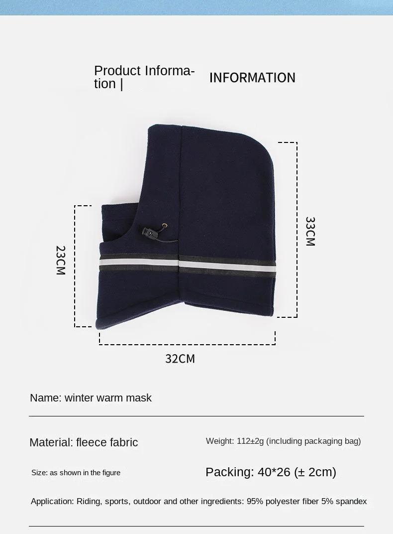Männer HiGH Sichtbarkeit Reflektierende Winter Thermo Fleece Sturmhaube Maske Ski Motorrad Vollgesichtsmaske Halsabdeckung Winddicht – Detail 7