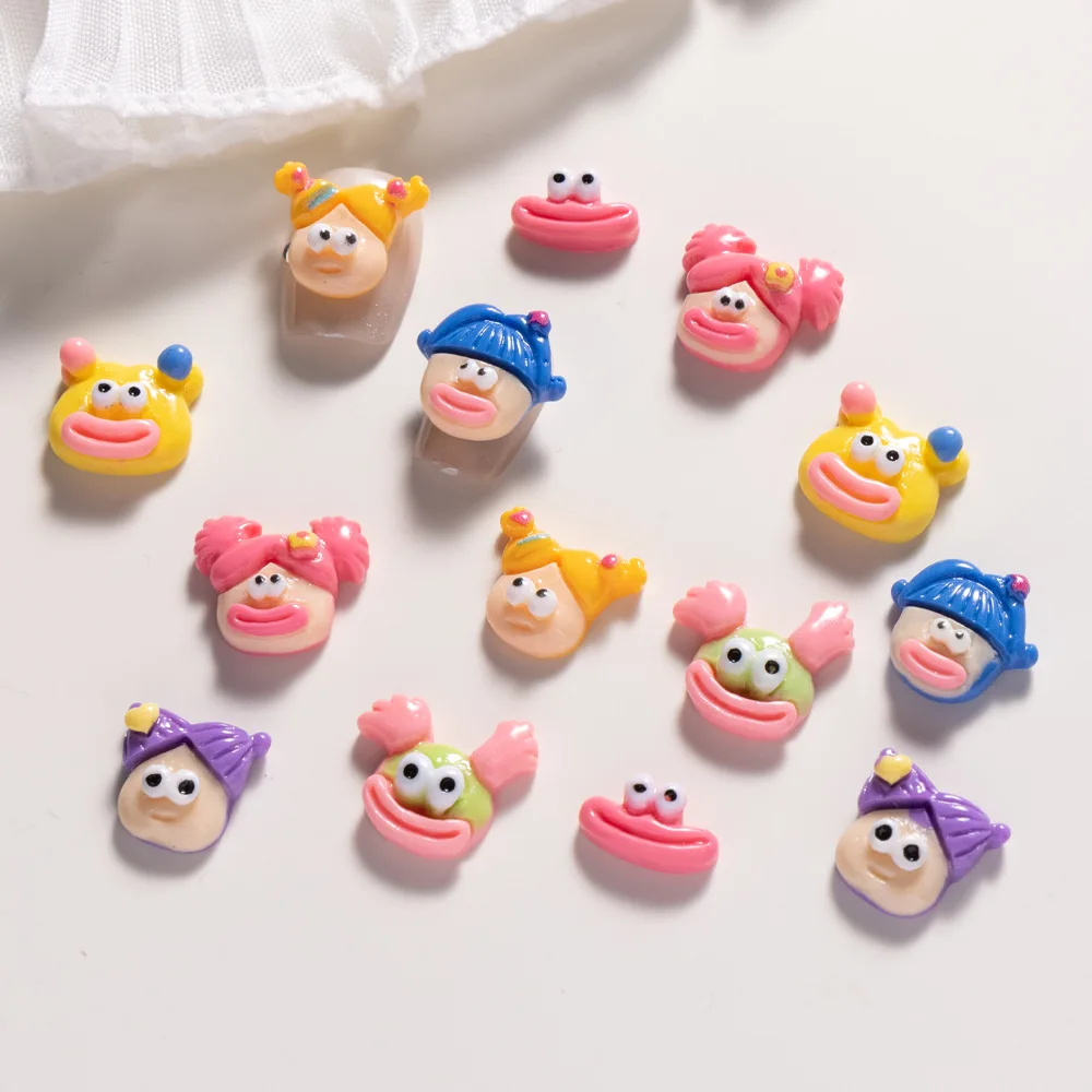 

20pcs cartoon funny Nail Charms jewelry sausage big mouth girl dopamine wind nail DIY decorative accessories