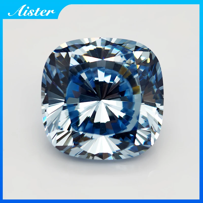 

New Ice Blue Cushion Rounded culet Cut Cubic Zirconia Lab Zircon CZ 4K Cutting 5A+ Quality for Jewelry Making