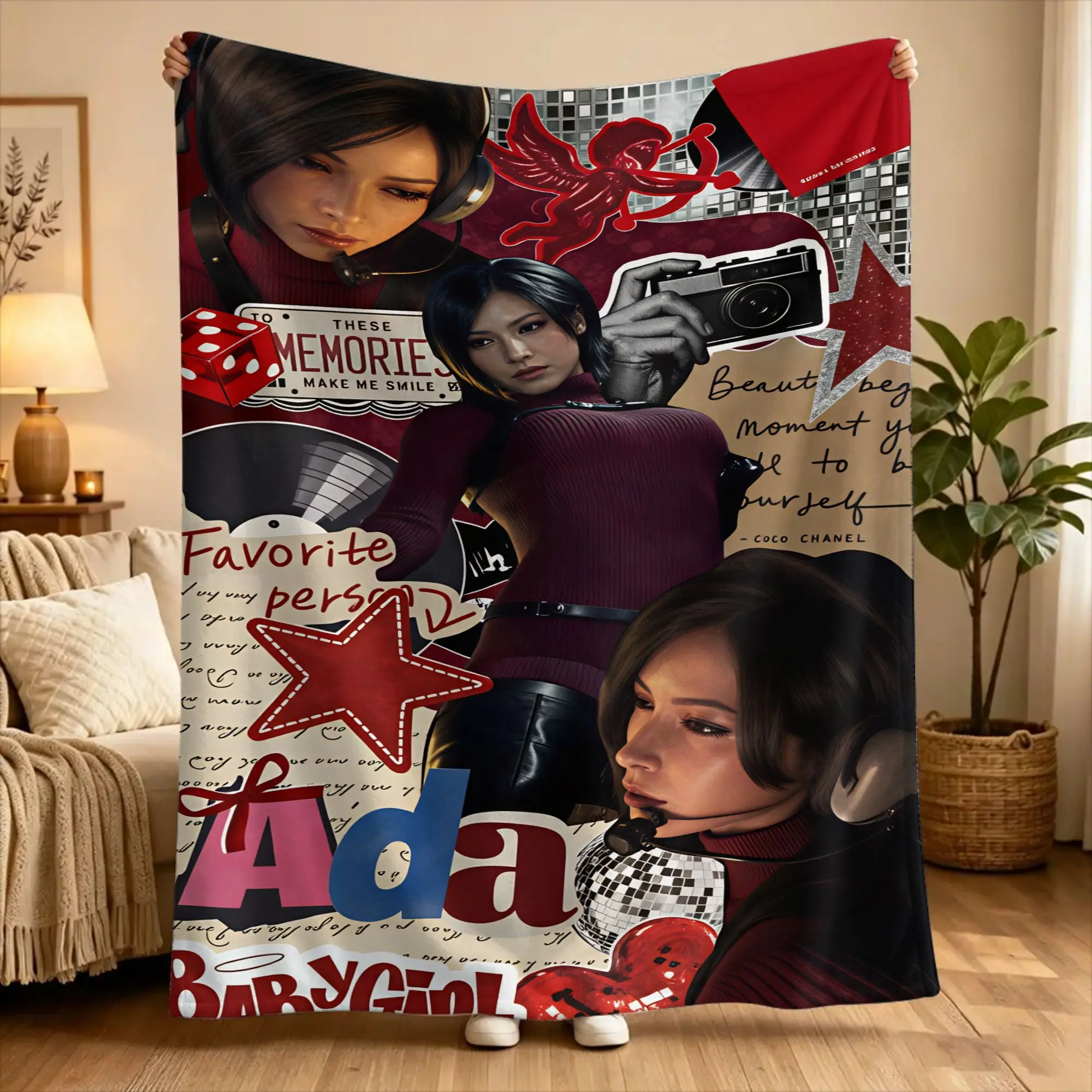 Ada Wong Resident Evil Blanket  Super Warm Funny Plush Throw Blanket For Couch Bed Decorative Flannel Bedspread Bed Cover