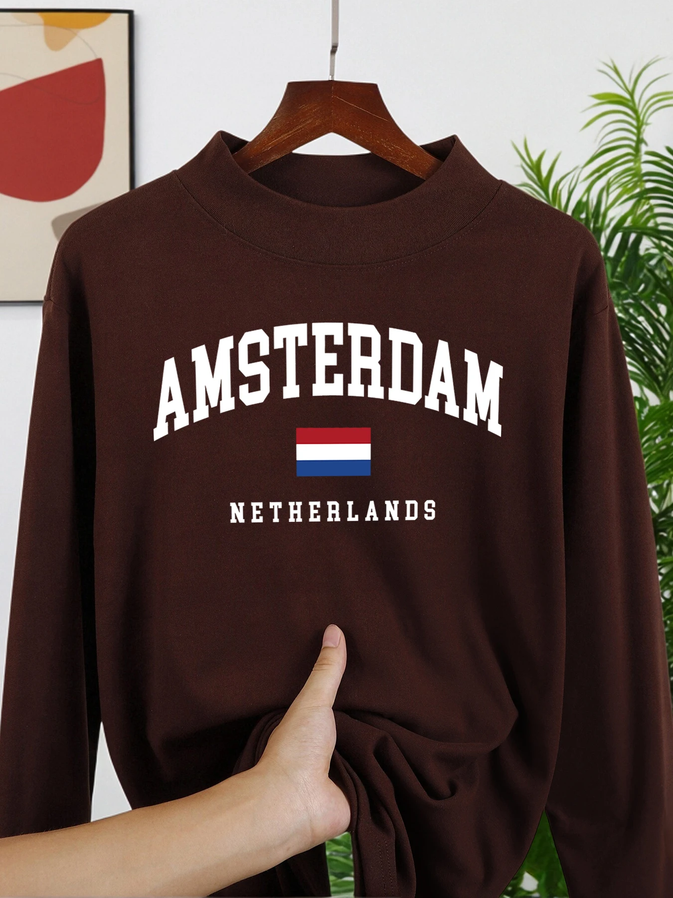 Amsterdam Netherlands Flag Pattern Warm Fashion Men Pullovers Basics Autumn T Shirt Casual Comfortable Clothes Fit All-Match Top