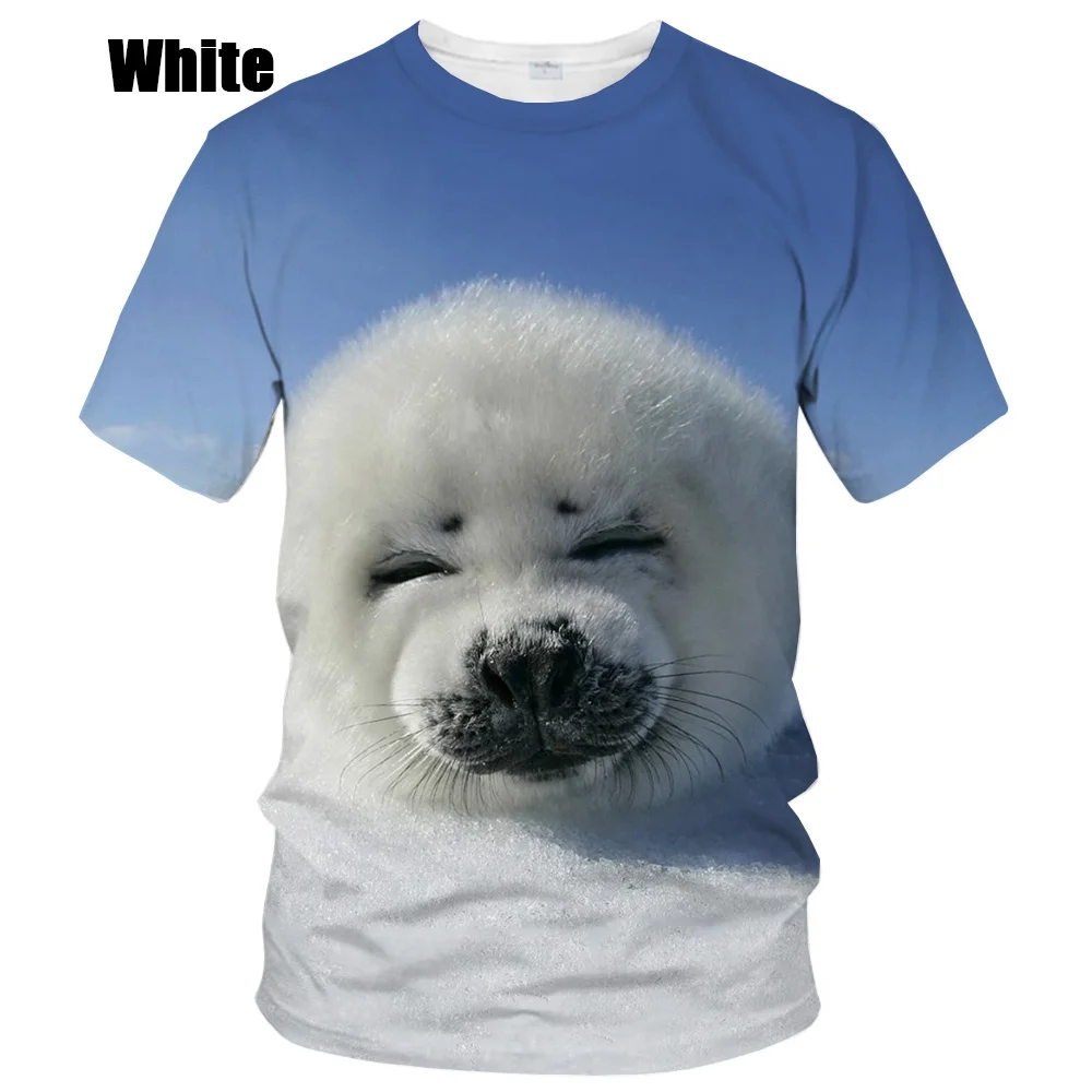 New Summer Sea Lion Men's/women's Fashion Slim T-shirt 3D Printing Short-sleeved T-shirt Casual Round Neck Top Xs~5xl