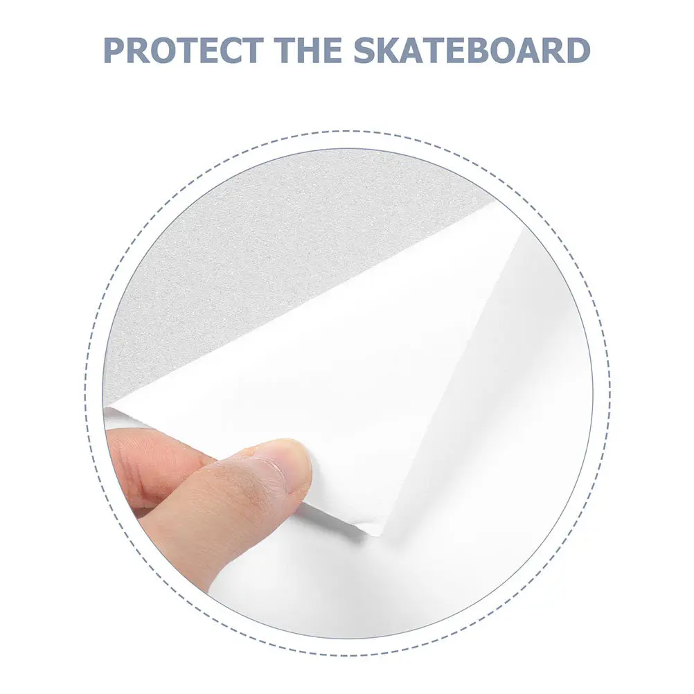 2Sheets Transparent Skateboard Sandpaper Grip Tape Anti-Slip Wear-Resistant Self-Adhesive Cuttable Replacement Skateboard Sheet