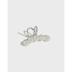 Korean S925 Sterling Silver Simple Geometric Lines Shell Beads Without Pierced Ear Clip Earrings Female  Jewelry