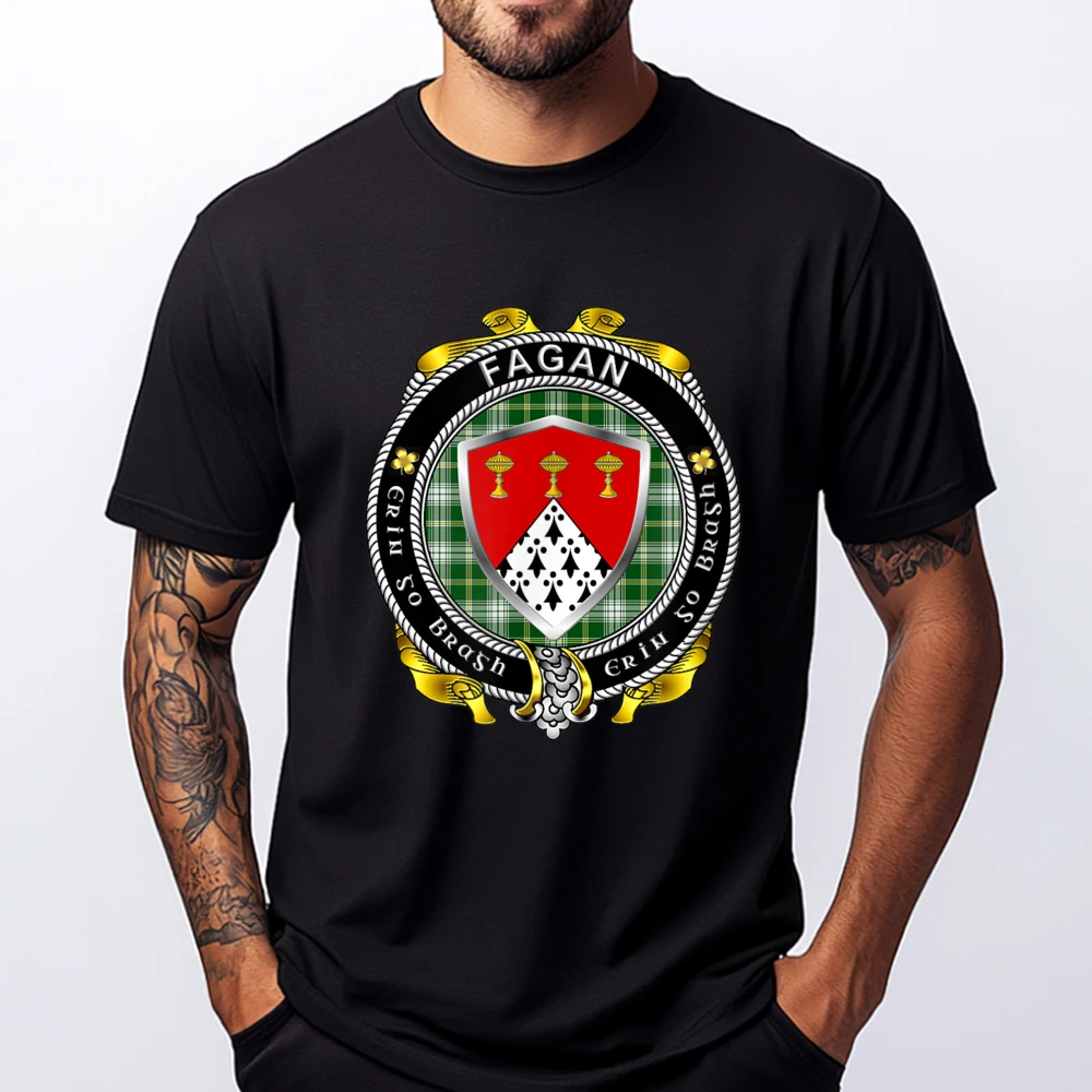 

Fagan Irish Badge W St Patrick Tartan Teeshirt Summer Meme Tshirt T-Shirt Cinco De Mayo