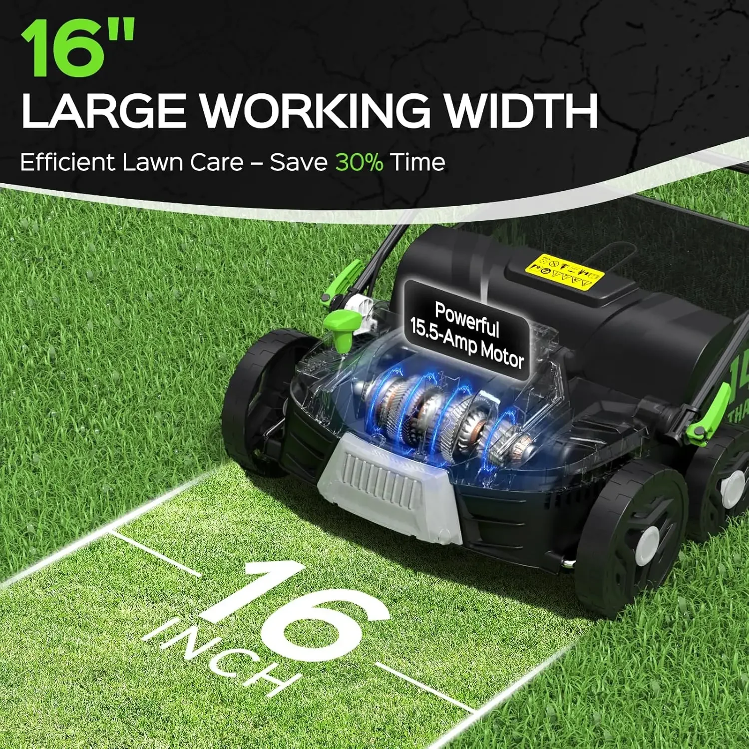16-Inch 15.5 Amp 2-in-1 Electric Dethatcher and Scarifier with 14.5-Gallon Removable Thatch Collection Bag, Lawn Dethatcher
