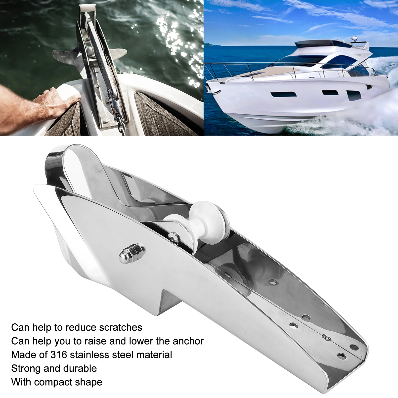 New Marine Anchor Roller Boat Bow Anchor Roller 316 Stainless Steel 7.5‑15KG (420mm/16.5in) for Marine Ship Hardware Accessory