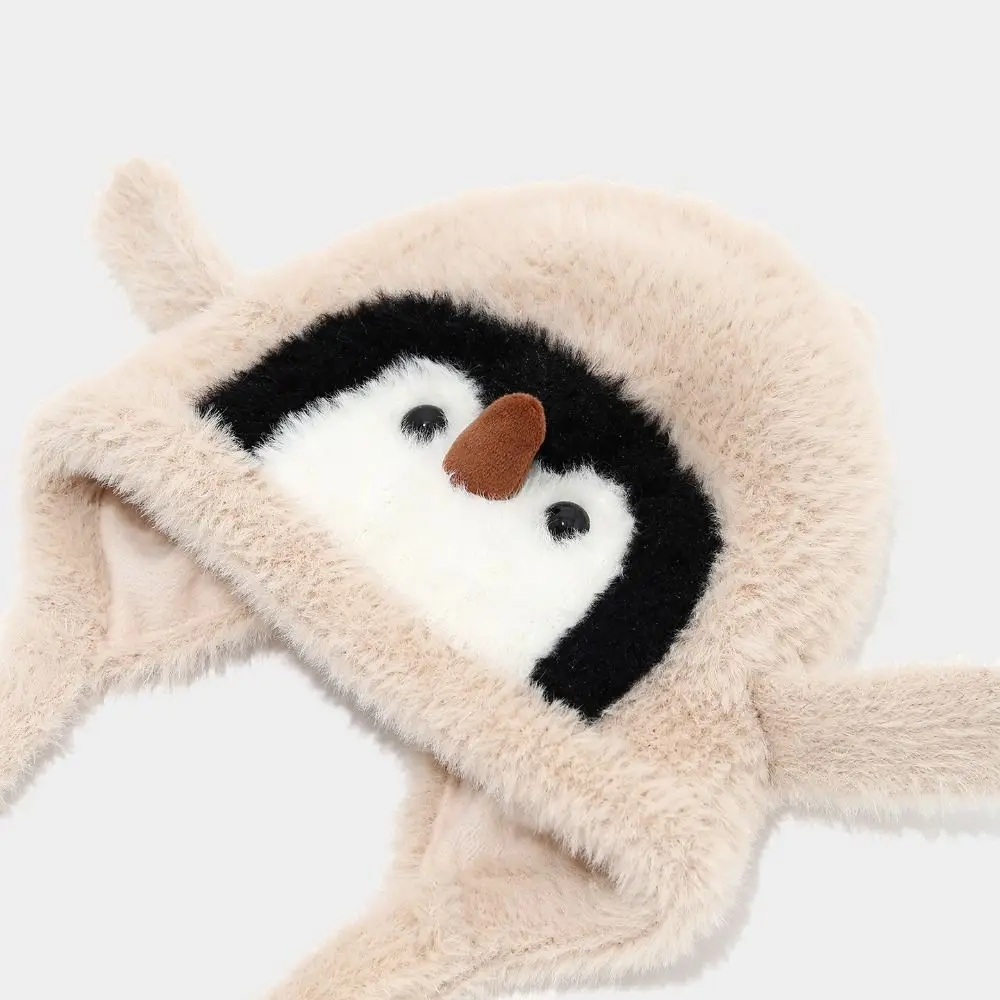 

Cute Children's Warm Hat Windproof Thickened Warmth Penguin Hat Pom Pom Ends Breathable Ear Protection Cap Cold Weather Wear